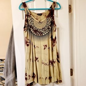 Yak & Yeti Boho Tunic /  Dress Sz L Green/Brown